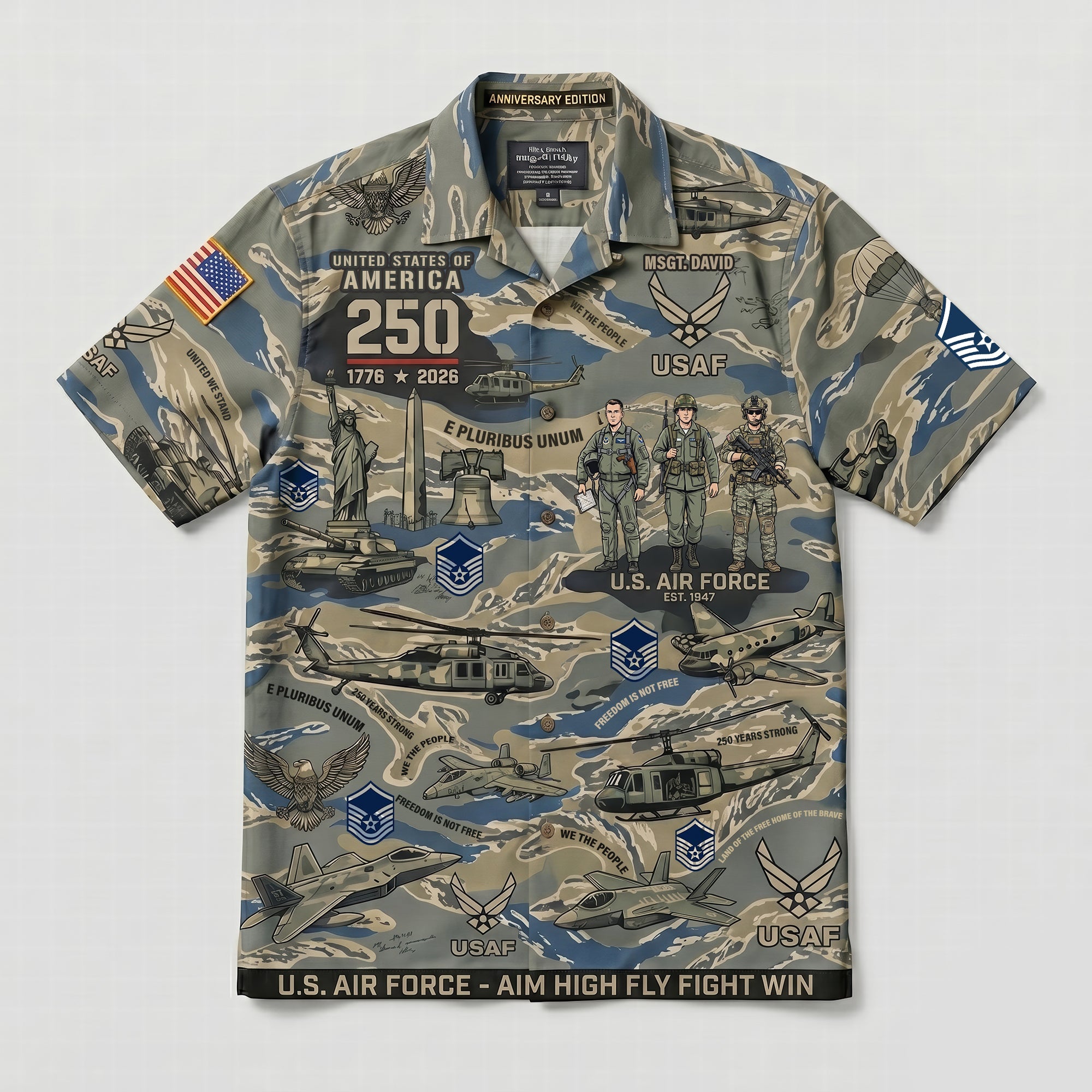 “Honor Your Service” - Custom Military Insignia Hawaiian Shirt, Personalized Gift for Veterans and Patriotic Individuals Hawaiian Shirts PopCulturePrints
