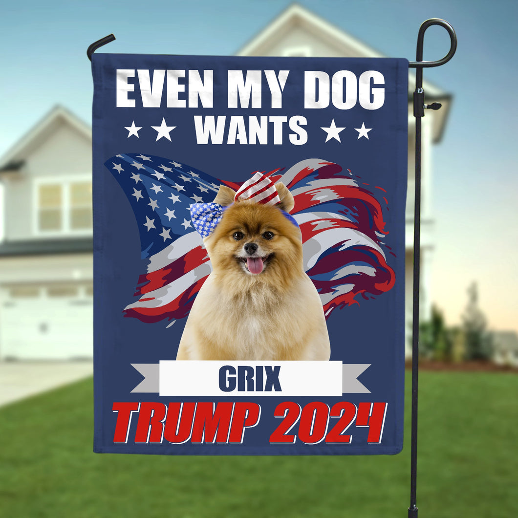 Personalized Dog Lovers Garden Flag - Patriotic Trump 2024 Design