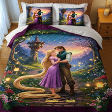 Load image into Gallery viewer, “Embrace the Magic of Love” - Romantic Couple Quilt Bed Set - Personalized Gift for Lovers, Anniversary, Engagement Blanket PopCulturePrints
