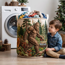 Load image into Gallery viewer, Calm Sasquatch Quilted Laundry Basket - Personalized Gifts For Bigfoot Lovers 03qhdh130726 Laundry Basket PopCulturePrints
