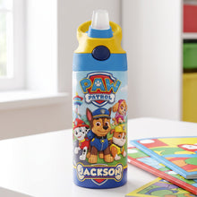 Load image into Gallery viewer, “Adventure Awaits with Paw Patrol” - Colorful 12oz Kid Tumbler - Personalized Gift for Kids Tumbler Cup PopCulturePrints
