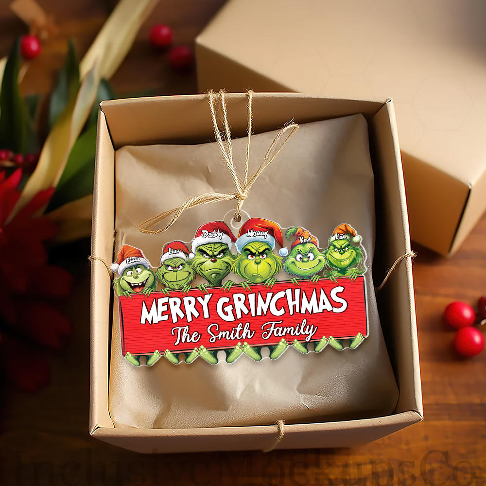 Personalized Merry Grinchmas Family Christmas Ornament Ornament PopCulturePrints