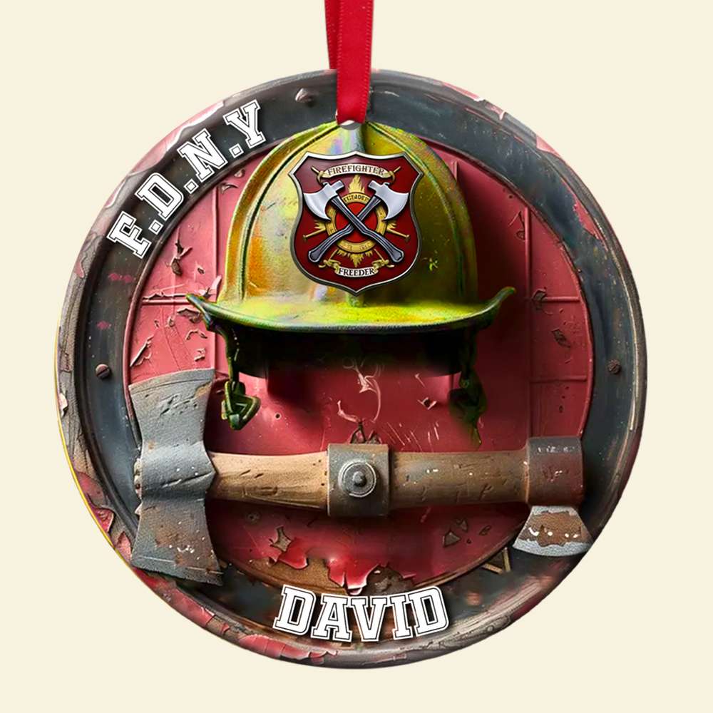 Personalized Firefighter Ceramic Ornament - Custom Name Ornament PopCulturePrints