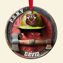 Load image into Gallery viewer, Personalized Firefighter Ceramic Ornament - Custom Name Ornament PopCulturePrints
