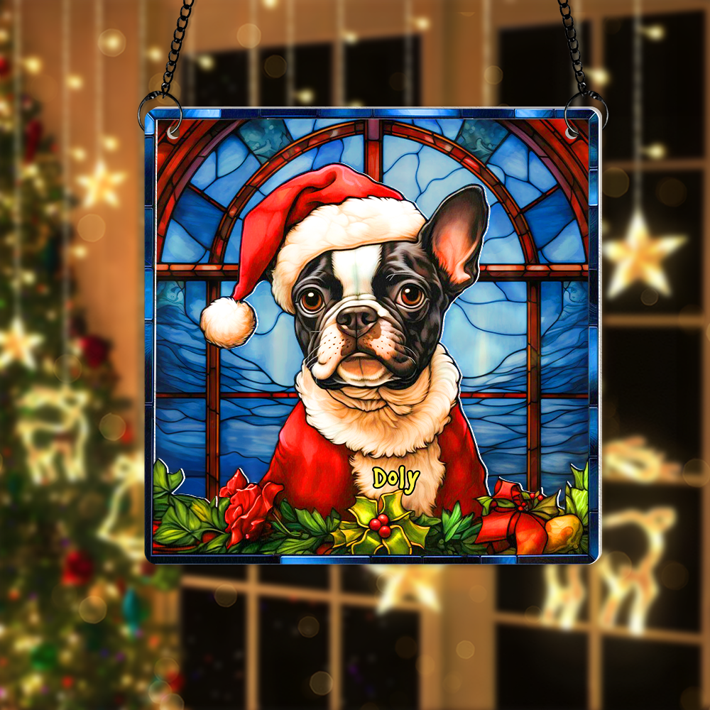 Personalized Boston Terrier Christmas Suncatcher Ornament - Perfect Gift for Dog Lovers