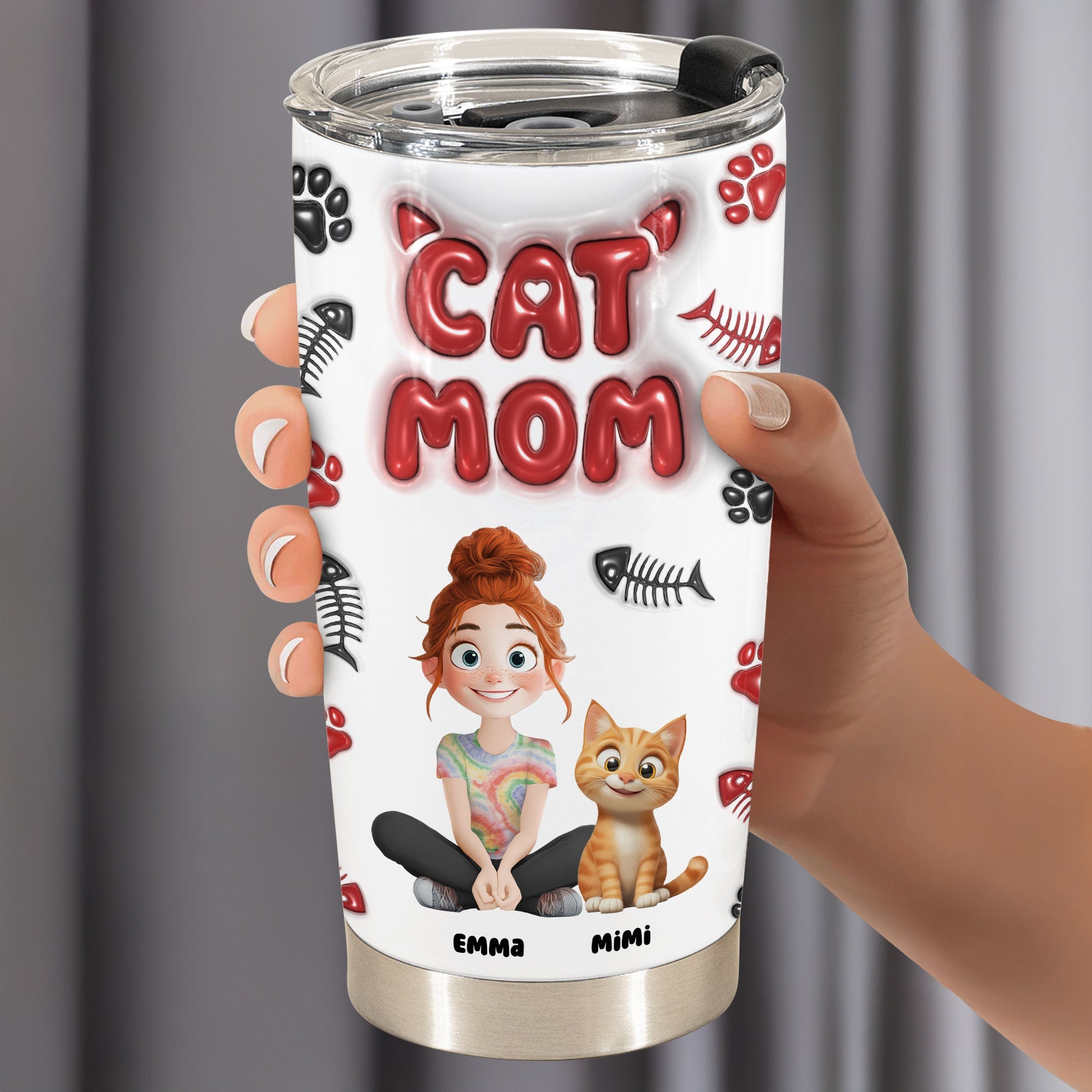 Lovely Cat Mom - Personalized Tumbler Cup for Cat Lovers Tumbler Cup PopCulturePrints