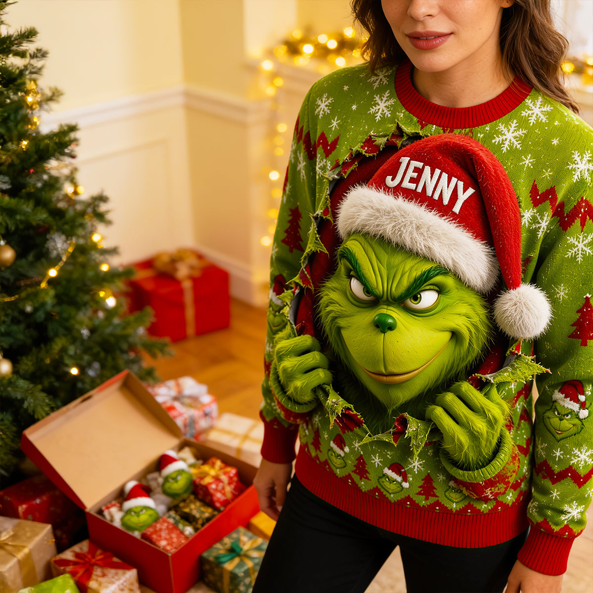 “Unwrap the Fun with Our Mischievous Santa Hat Shirt!” - Personalized Christmas Gift for Everyone