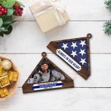 Load image into Gallery viewer, Personalized Memorial Christmas Ornament for Police - Folded Flag Design Ornament PopCulturePrints
