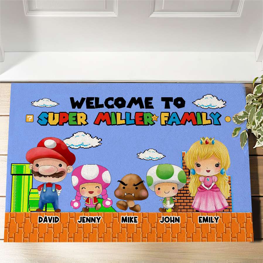 Personalized 'Super Family' Welcome Doormat Doormat PopCulturePrints