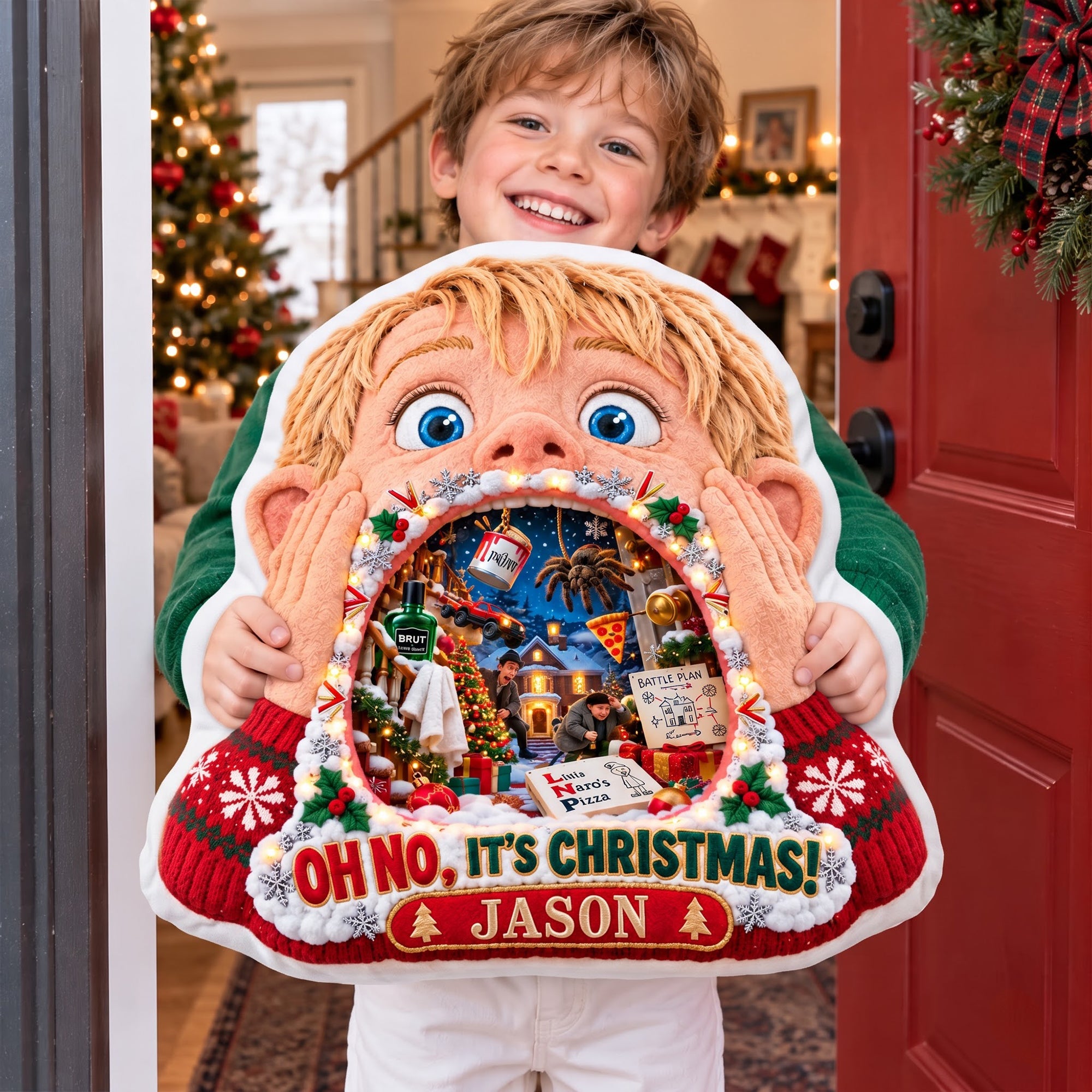 Oh No! It's Christmas Again Pillow - Personalized Gift for Holiday Cheer