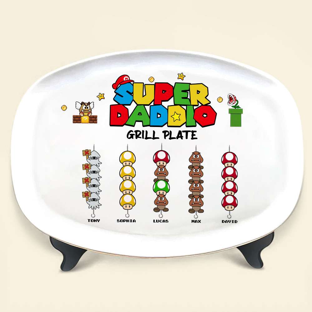 Super Dad Grill Plate - Personalized Family Design Resin Plate PopCulturePrints