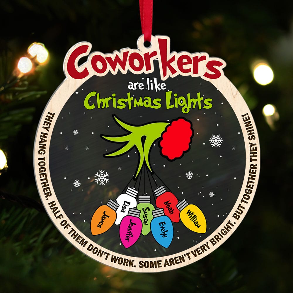 Personalized Christmas Ornament for Coworkers: Festive Lights Design