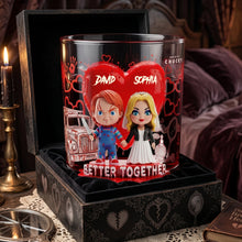 Load image into Gallery viewer, Better Together Whiskey Glass - Personalized Gift for Couples Who Adore Horror Glass PopCulturePrints
