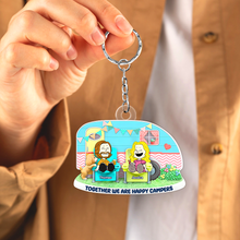 Load image into Gallery viewer, Personalized Happy Campers Couple Keychain Keychains PopCulturePrints
