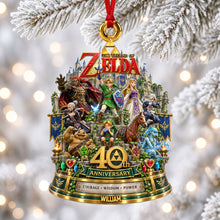 Load image into Gallery viewer, "Celebrate 40 Years of Adventure!" - Personalized 40th Anniversary Christmas Ornament - Gift for Gamers and Zelda Fans Ornament PopCulturePrints
