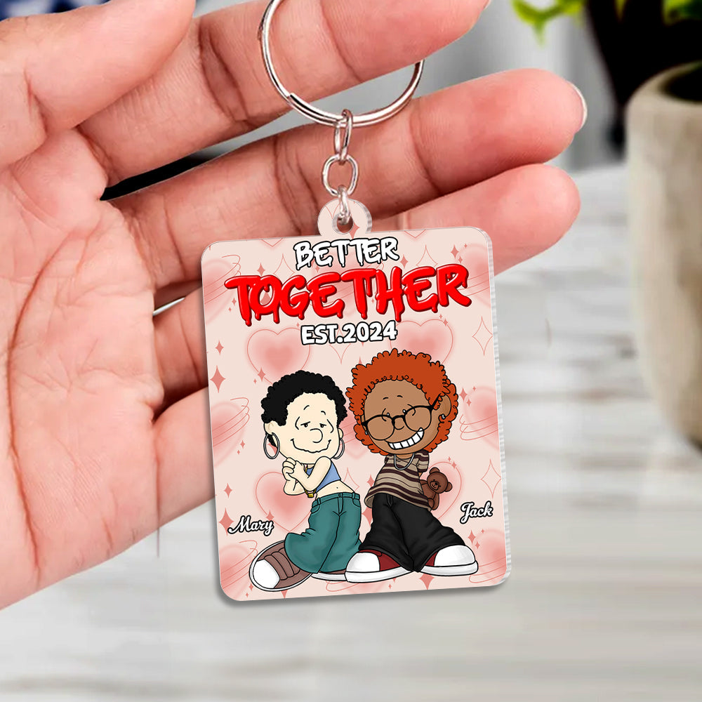Personalized Better Together Keychain for Couples | Customizable Gift Keychains PopCulturePrints