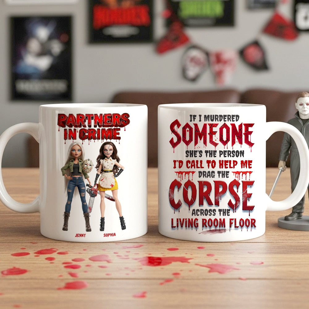 "Partners in Crime" – Personalized Coffee Mug - A Custom Gift for Best Friends, Sisters, or Any Crime-Making Duo Coffee Mug PopCulturePrints