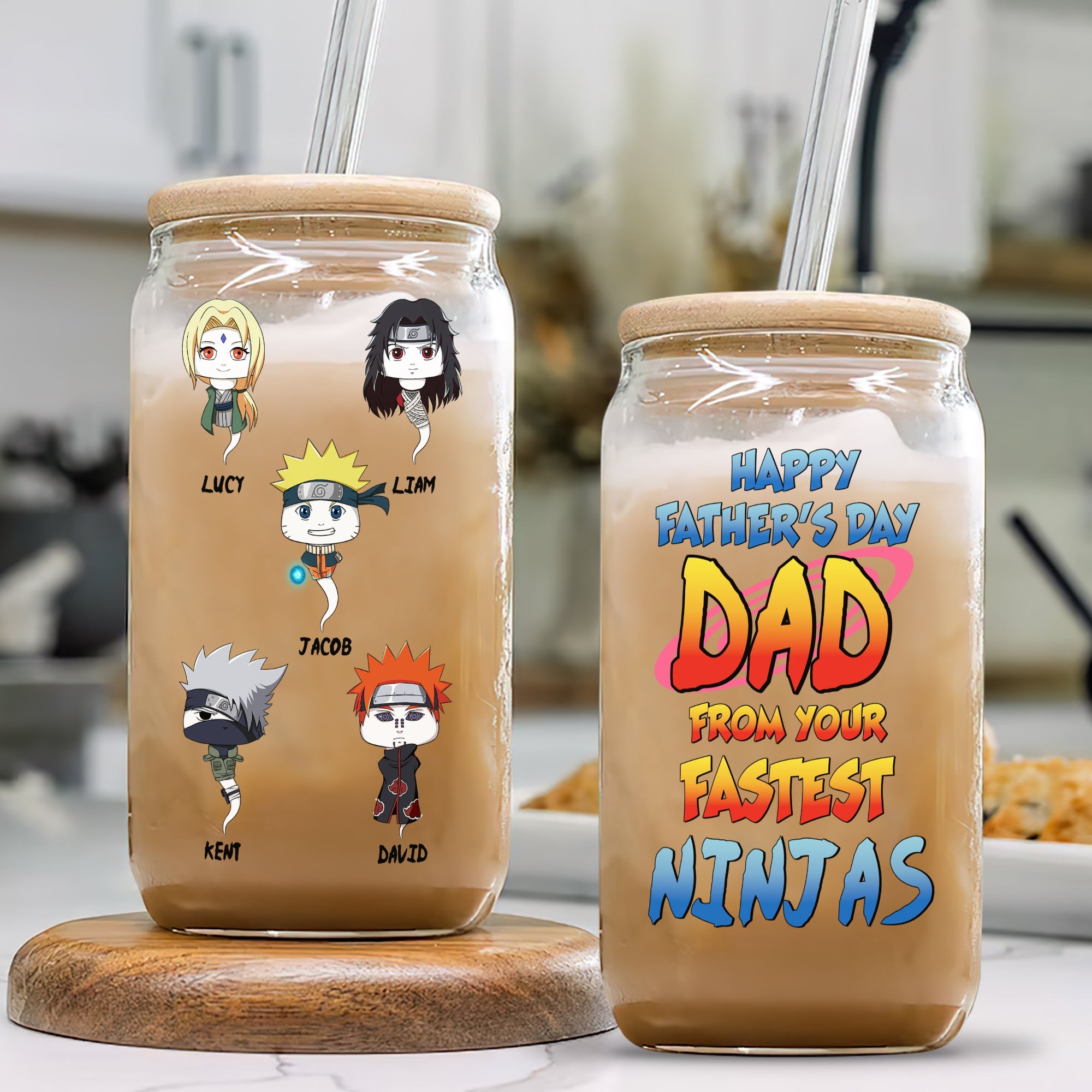 Personalized Ninja Father's Day Glass Can Gift Glass Can PopCulturePrints