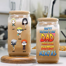 Load image into Gallery viewer, Personalized Ninja Father&#39;s Day Glass Can Gift Glass Can PopCulturePrints
