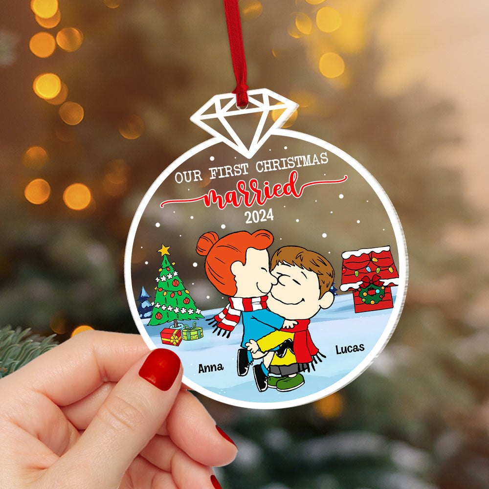 Personalized 'First Christmas Married' Couple Ornament 2024