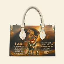 Load image into Gallery viewer, I Am The Daughter Of A King – Personalized Kneeing Knight Leather Bag for Christians Leather Bag PopCulturePrints
