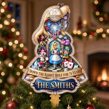 Load image into Gallery viewer, 75 Years Down the Rabbit Hole - Personalized Acrylic Christmas Tree Topper for Alice in Wonderland Lovers Ornament PopCulturePrints

