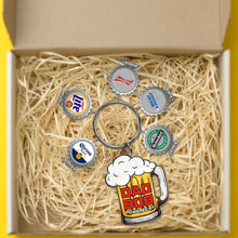 Load image into Gallery viewer, Personalized Dad Keychain with Custom Bottle Cap Charms Keychains PopCulturePrints
