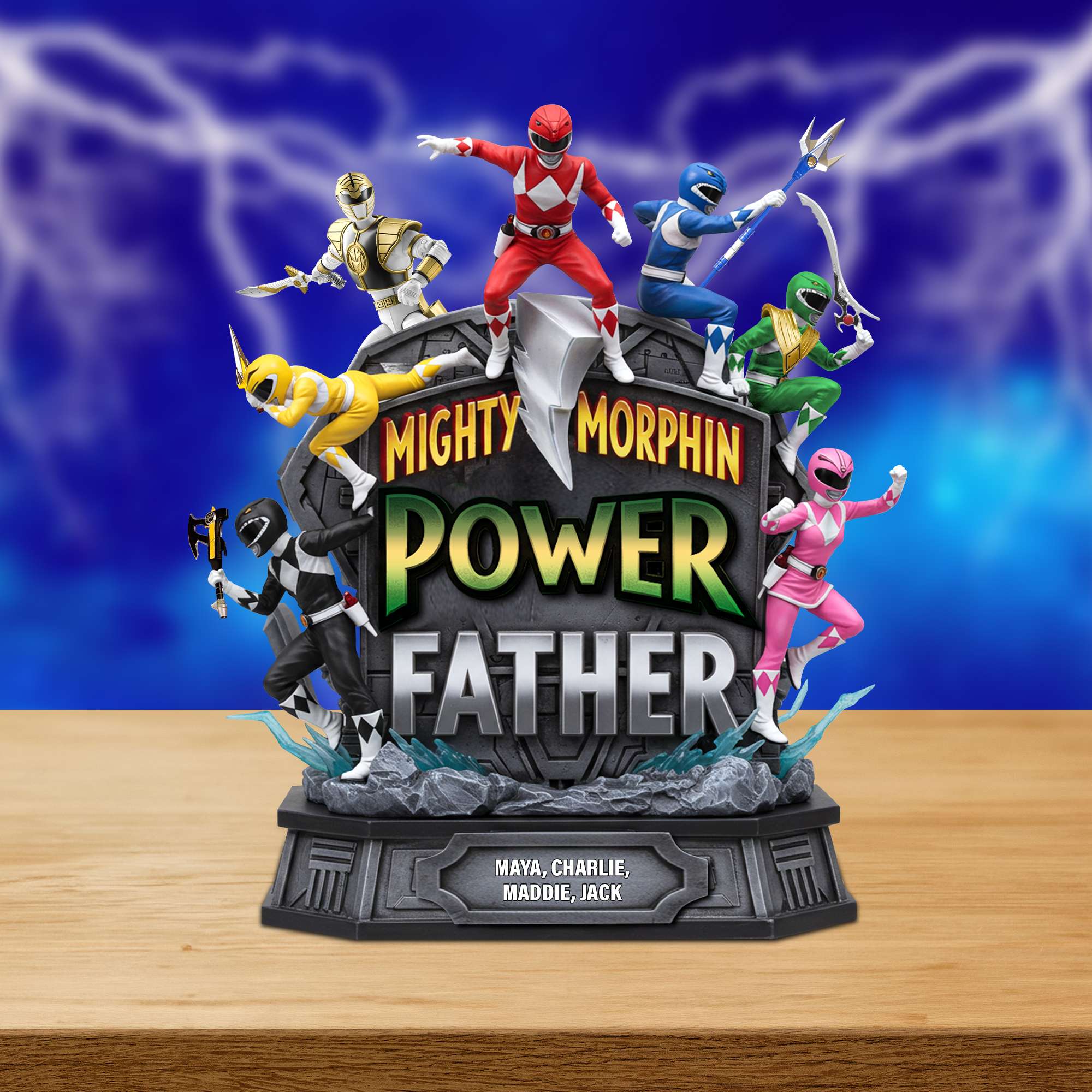 “Empower Your Dad with the Mighty Morphin Power!” - Personalized Acrylic Plaque - Gift for Dads and Grandpas Shaped Plaques PopCulturePrints