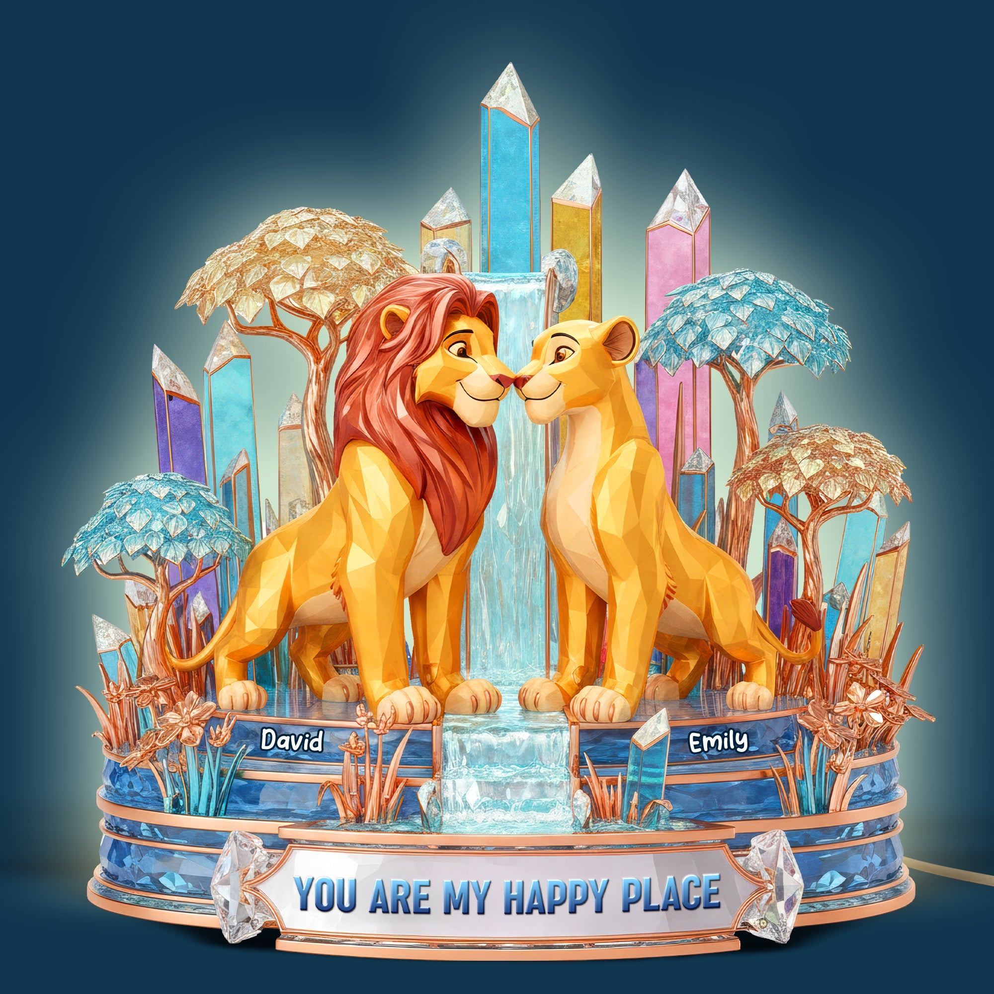 You Are My Happy Place - Personalized Romantic Couple Acrylic Light Box Light Box PopCulturePrints