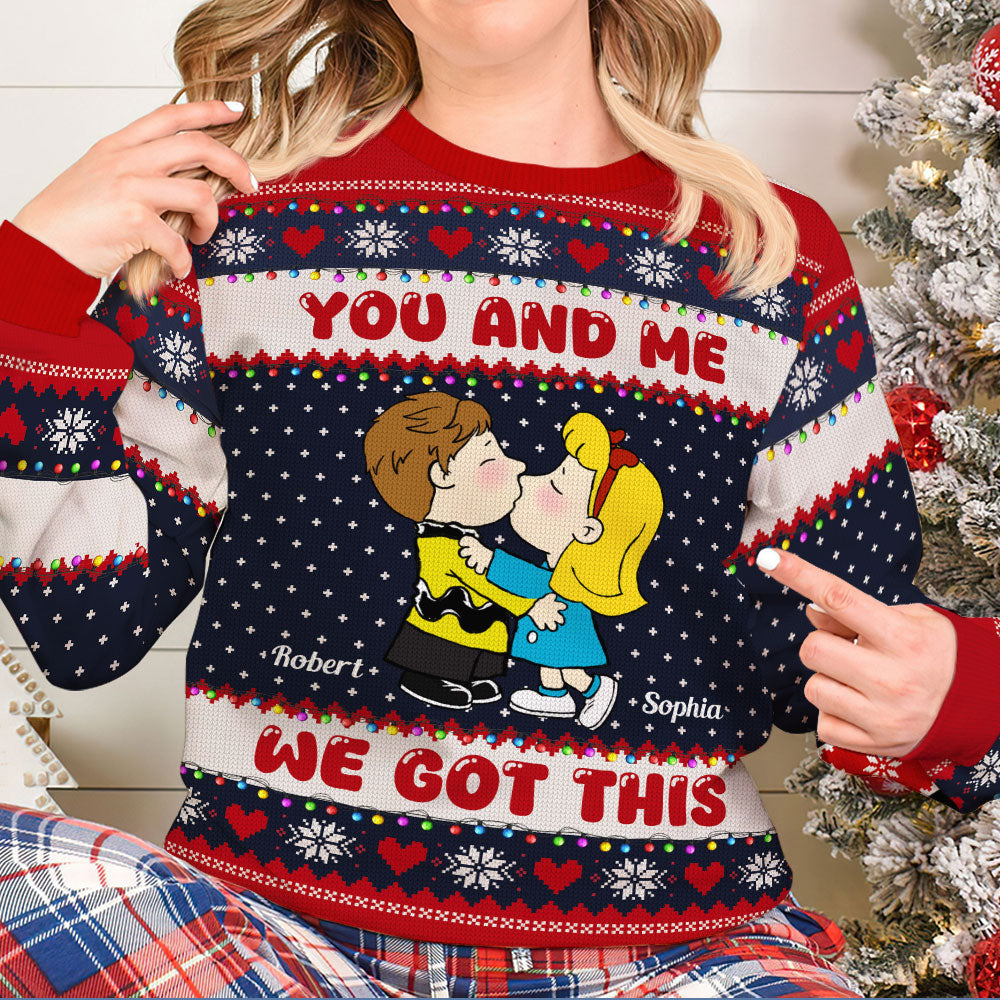 Personalized Cartoon Couple Christmas Ugly Sweater