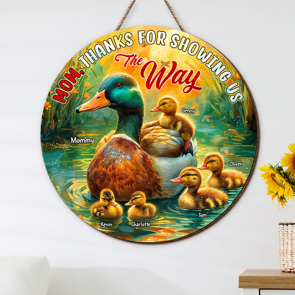 Mom, Thanks for Showing Us the Way - Personalized Wood Sign Gift for Mom & Grandma Wood Sign PopCulturePrints