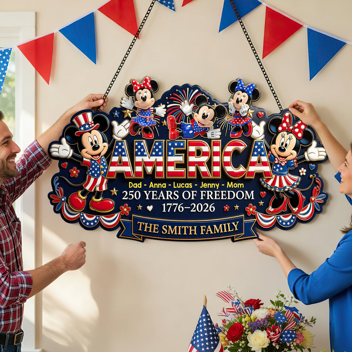 Celebrate Freedom - Customized America 250th Anniversary Acrylic Sign - Perfect Personalized Gift for Family and Friends