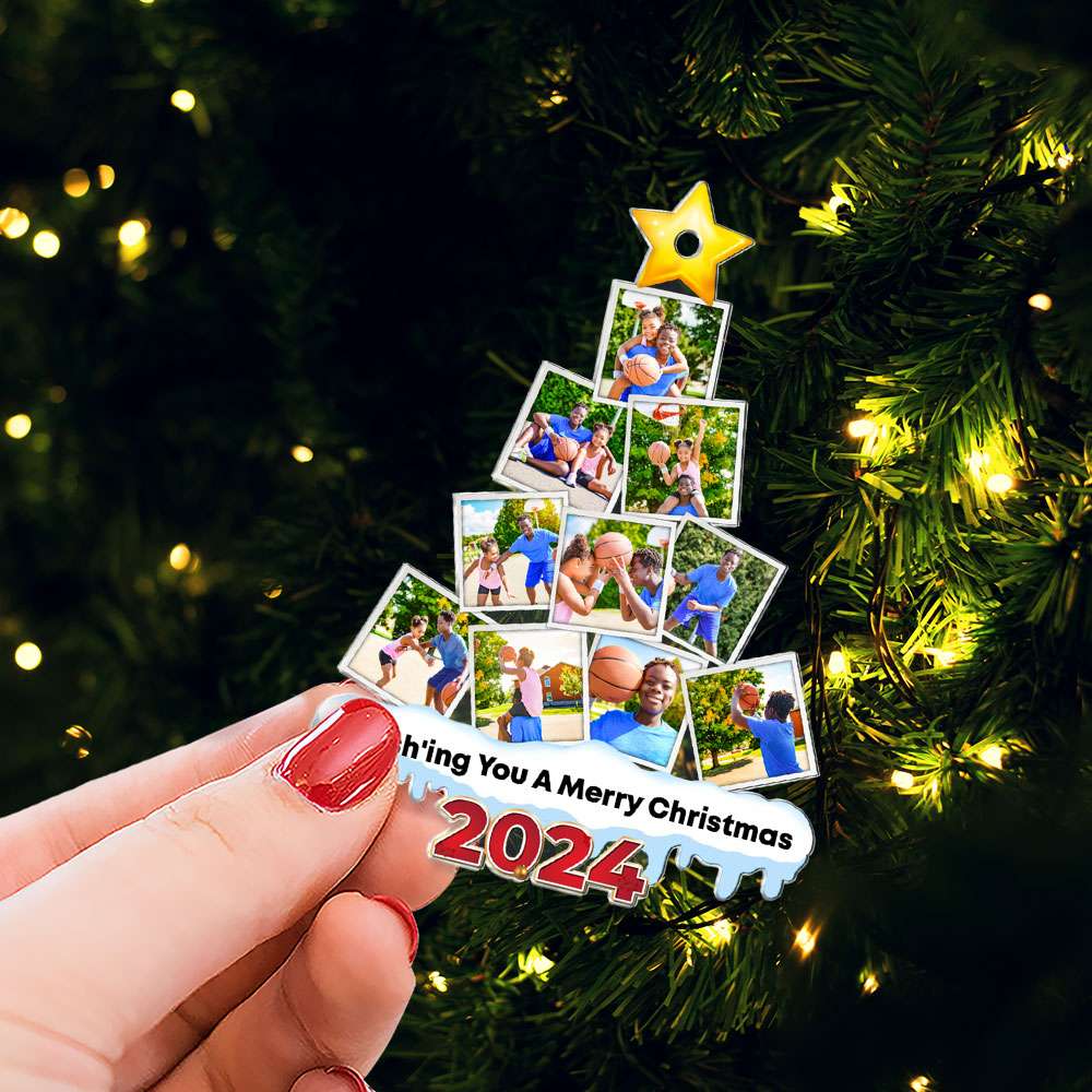Personalized Basketball Photo Christmas Tree Ornament - Custom Gift for Players Ornament PopCulturePrints