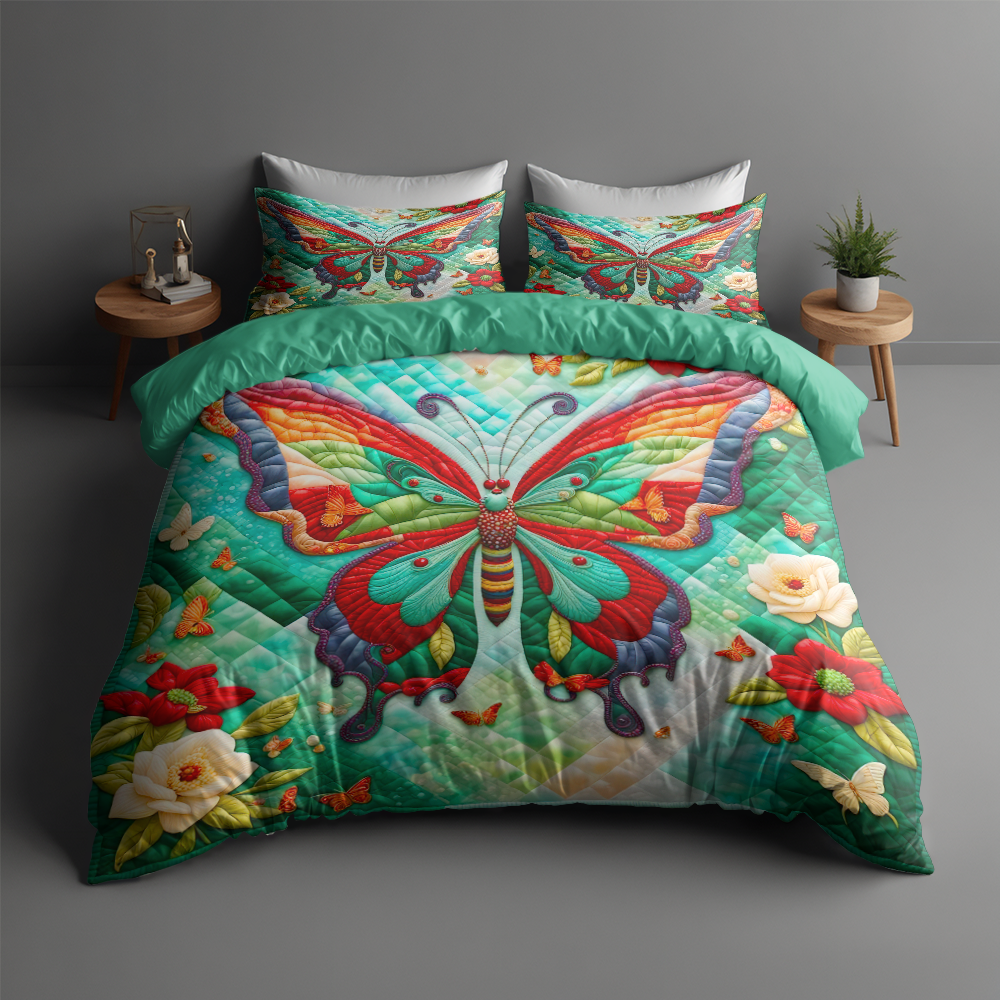 Vibrant Personalized Butterfly Quilt Bed Set Blanket PopCulturePrints