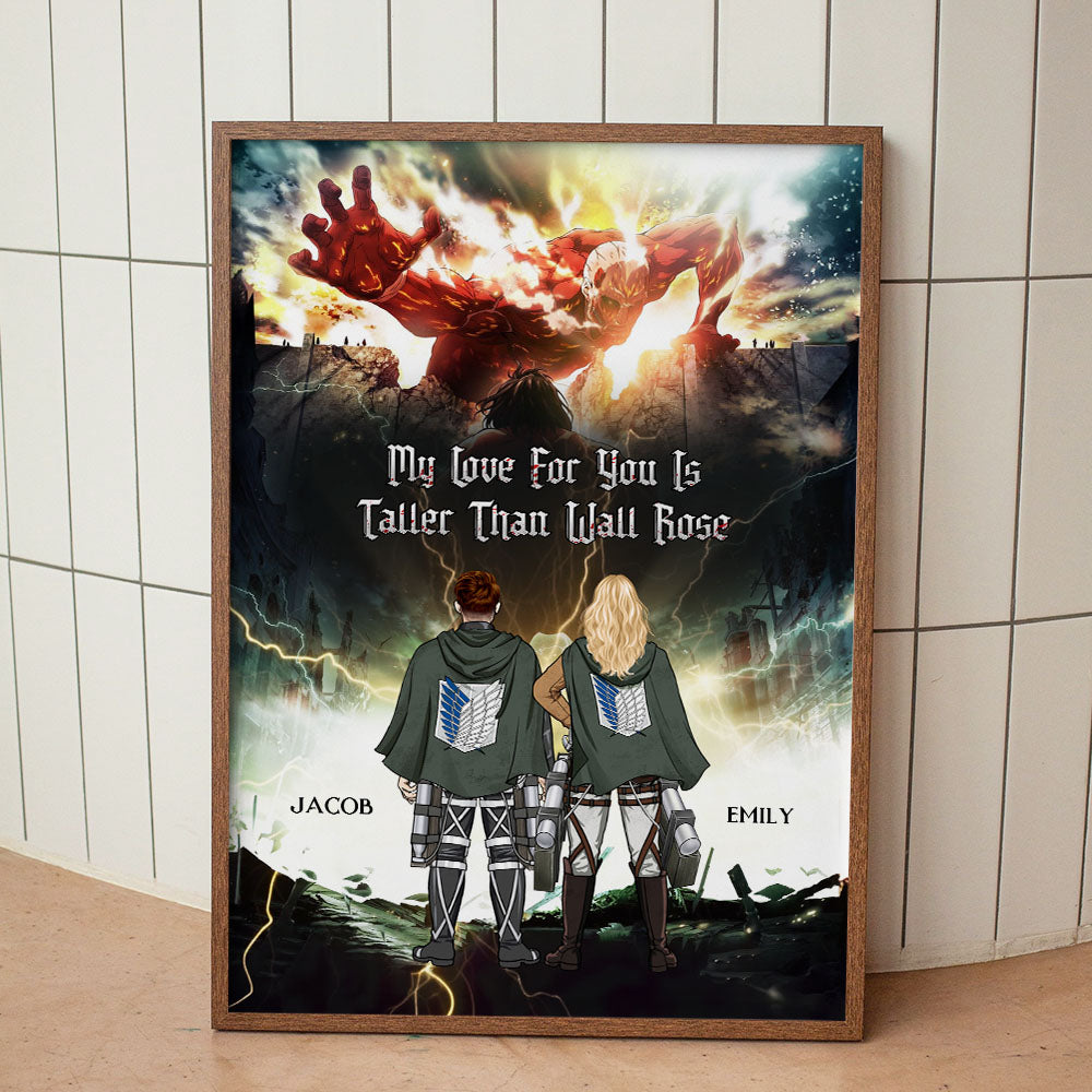 Personalized Canvas Print - My Love for You is Taller Than Wall Rose Poster & Canvas PopCulturePrints
