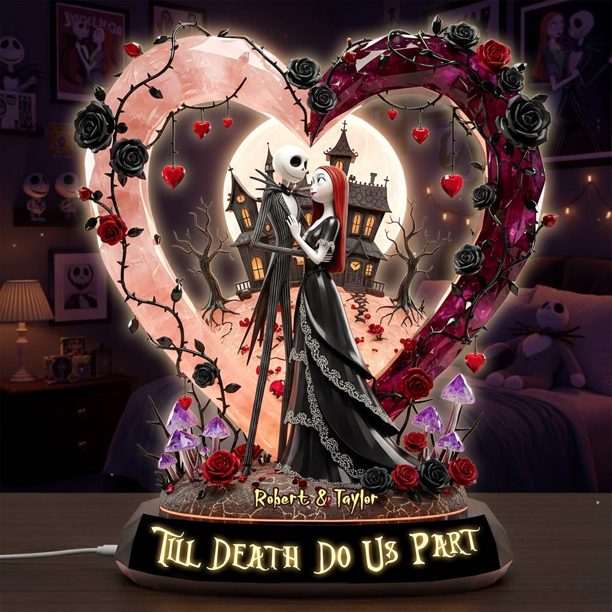 "Till Death Do Us Part" - Spooky Couple Acrylic Light Box - Personalized Gifts for Couples Light Box PopCulturePrints