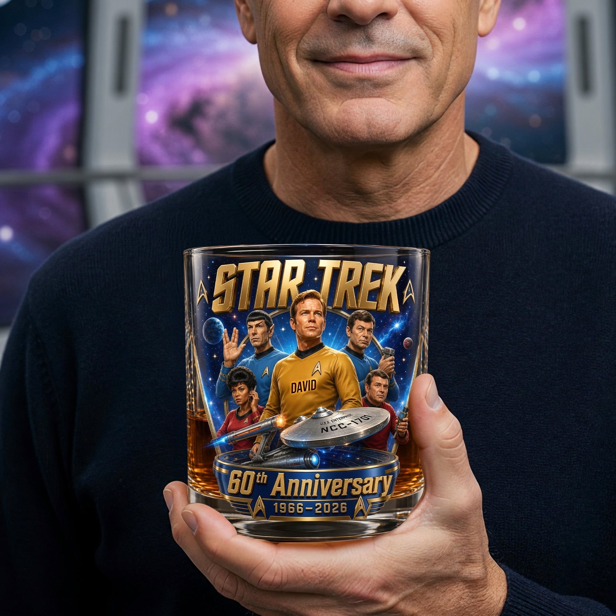 “To Boldly Go Where No Glass Has Gone Before” - Celebrated 60th Anniversary Drinking Glass - Personalized Gift for Fans Glass PopCulturePrints