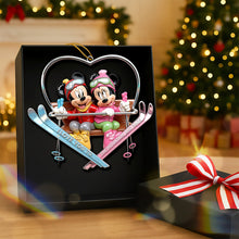 Load image into Gallery viewer, I Love You to the Mountain and Back - Cute Skiing Couple Acrylic Ornament Ornament PopCulturePrints
