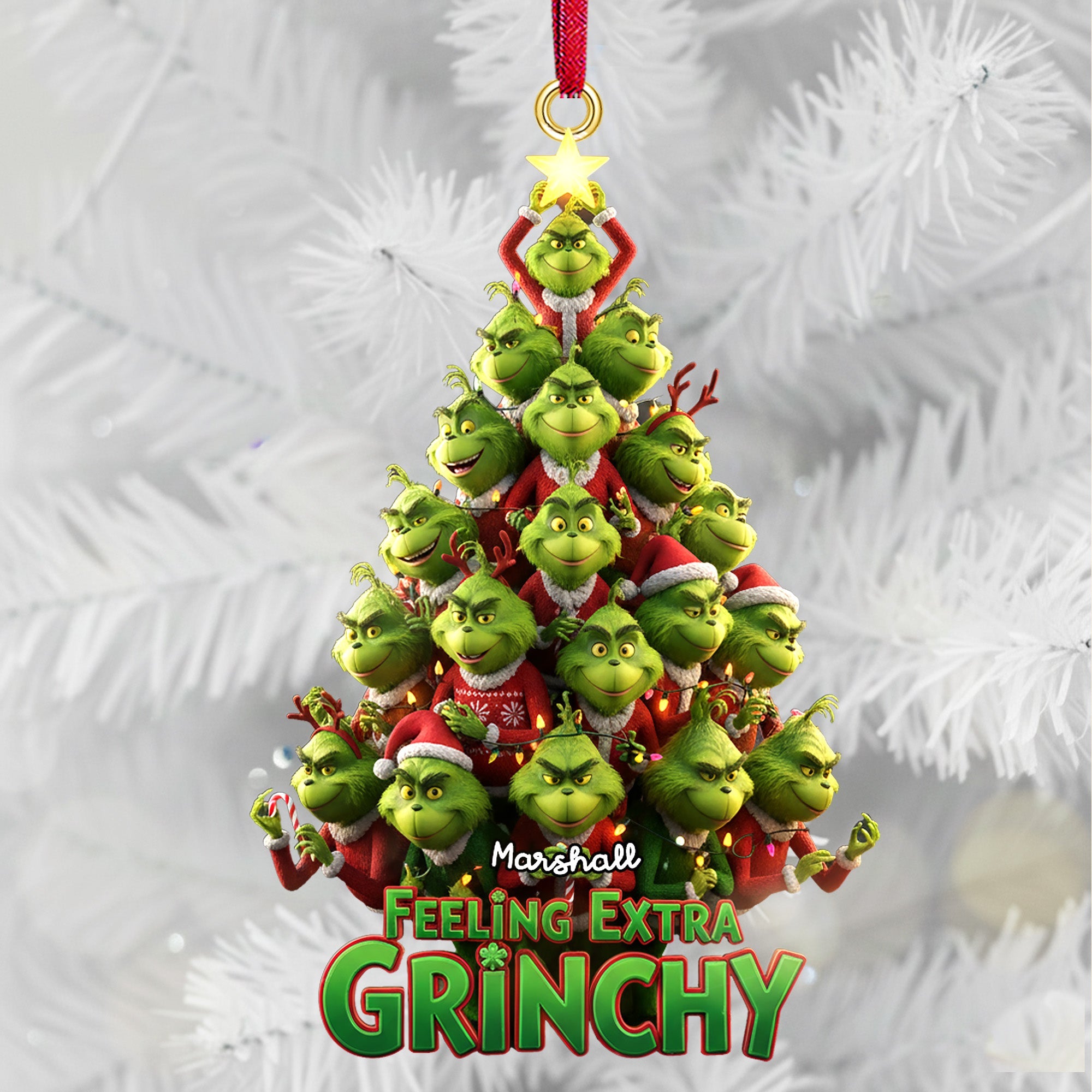 Feeling Extra Grinchy - Personalized Green Monster Acrylic Christmas Ornament Ornament PopCulturePrints