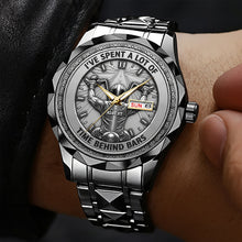 Load image into Gallery viewer, I've Spent a Lot of Time Behind Bars - Personalized Men's Stainless Steel Watch for Motorcycle Enthusiasts Men's Watch PopCulturePrints
