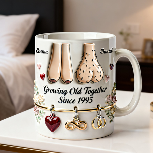 Growing Old Together – Personalized Coffee Mug for Couples Coffee Mug PopCulturePrints
