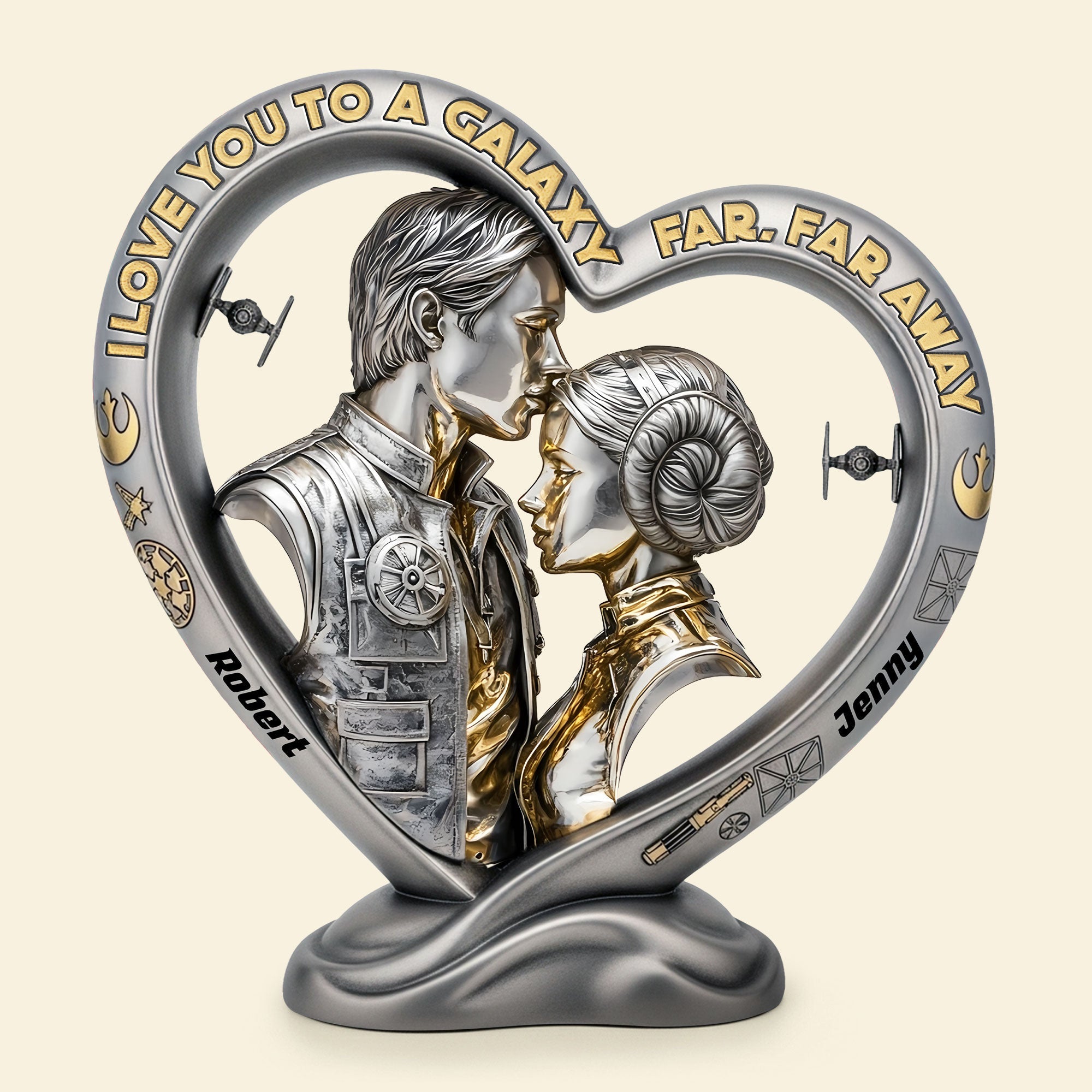 "I Love You to a Galaxy Far, Far Away" - Personalized Galaxy Couple Plaque - Custom Gift for Couples, Lovers, and Star Wars Fans Shaped Plaques PopCulturePrints