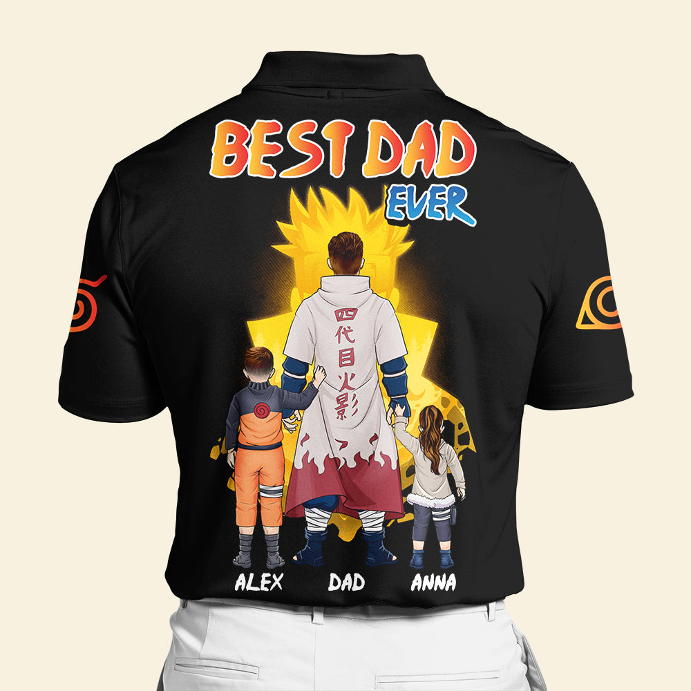 Custom Dad 3D Anime Polo Shirt - Father's Day Gift Polo Shirts PopCulturePrints