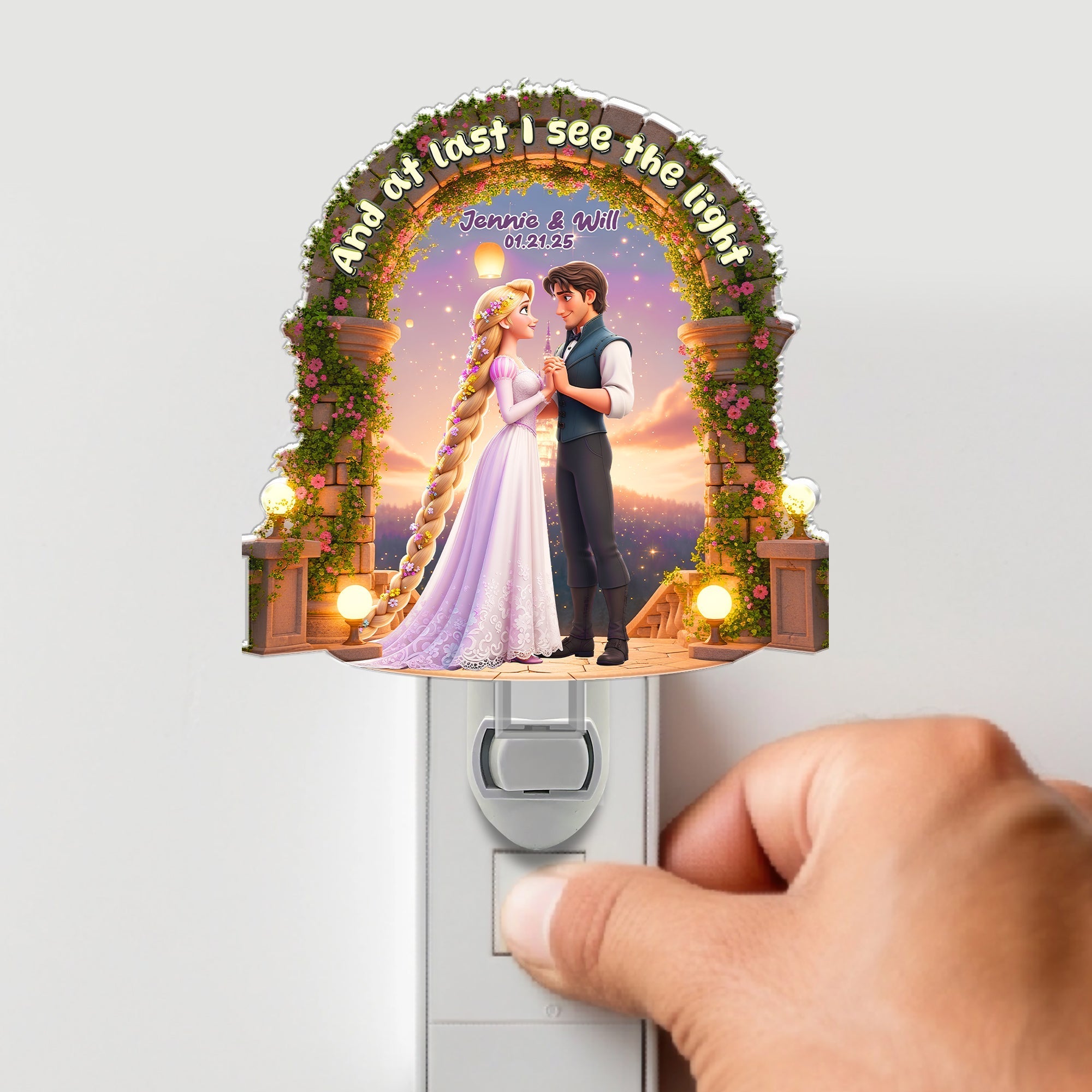 And at last I see the light - Fairy Tale Love Acrylic Night Light, Personalized Gift for Couples Night Light PopCulturePrints