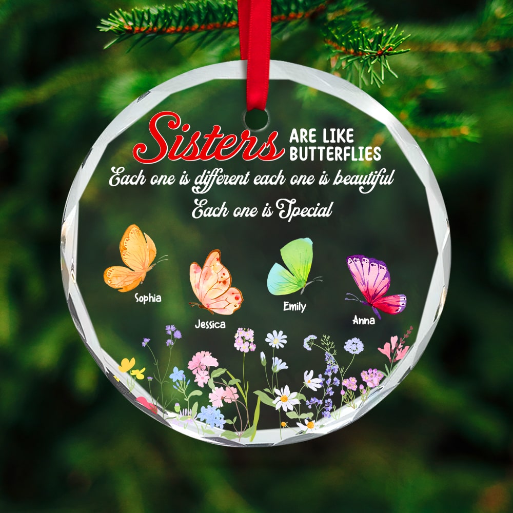 Personalized Butterfly Sister Christmas Ornament Ornament PopCulturePrints