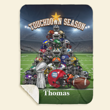 Load image into Gallery viewer, Touchdown Season Blanket - Personalized Gift for Sports Fans Blanket PopCulturePrints
