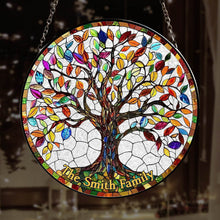 Load image into Gallery viewer, Personalized Family Tree Stained Glass Window Hanging
