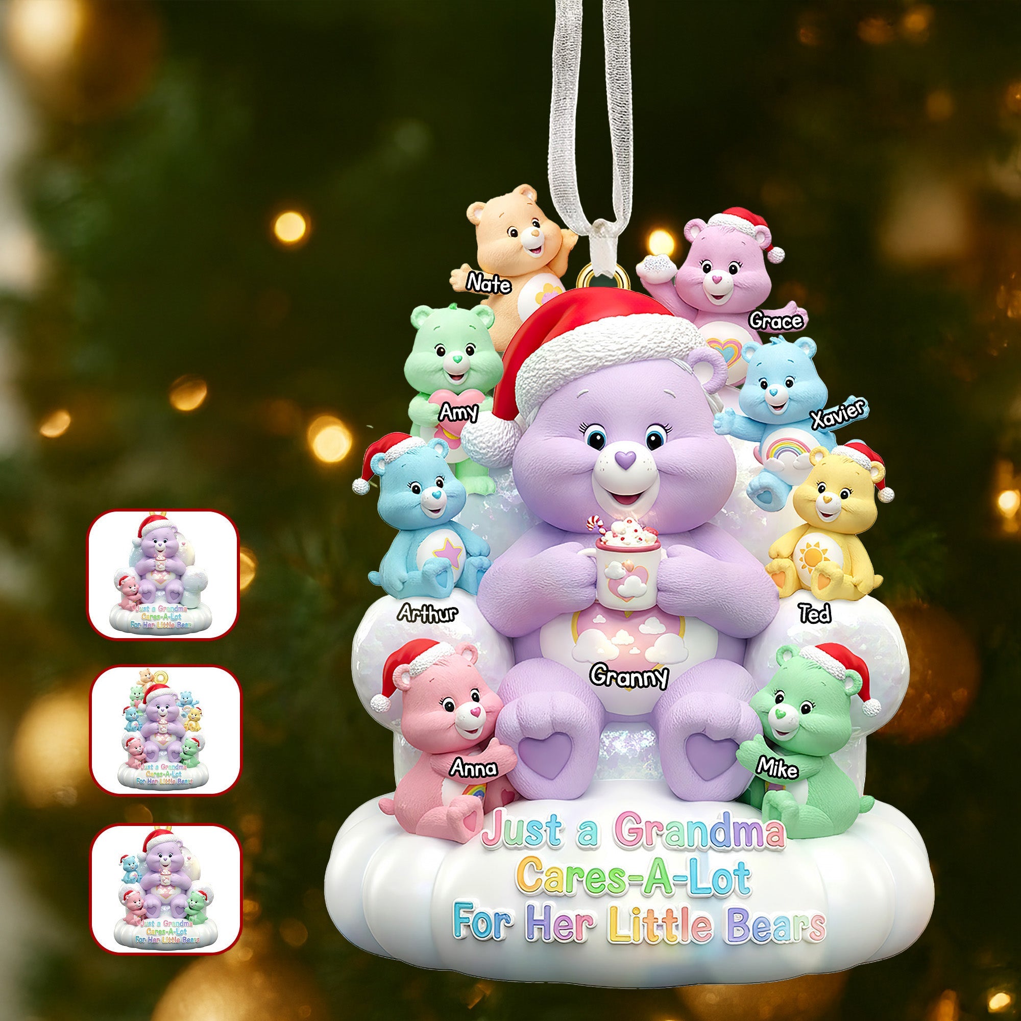 Just a Grandma Cares-A-Lot - Personalized Christmas Ornament for Grandma Ornament PopCulturePrints