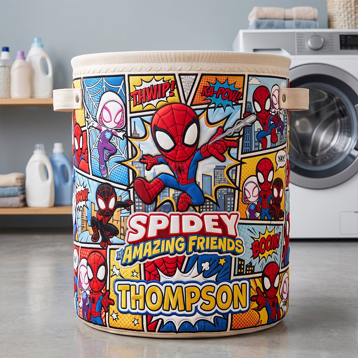 Comic Hero Quilted Laundry Basket - Personalize Gifts 02patn010726 Laundry Basket PopCulturePrints