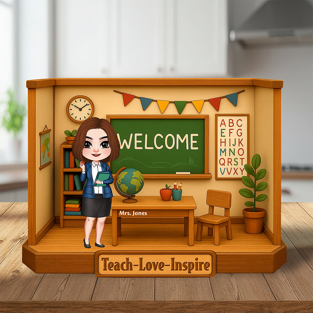 Inspire Your Teacher, Love and Guidance - Personalized Teacher Plaque Shaped Plaques PopCulturePrints